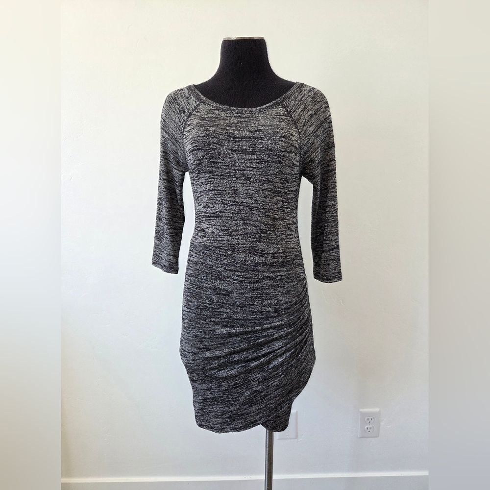 Forever21 Mini Bodycon Dress Black Charcoal Gray Marled Space Dye Casual Small